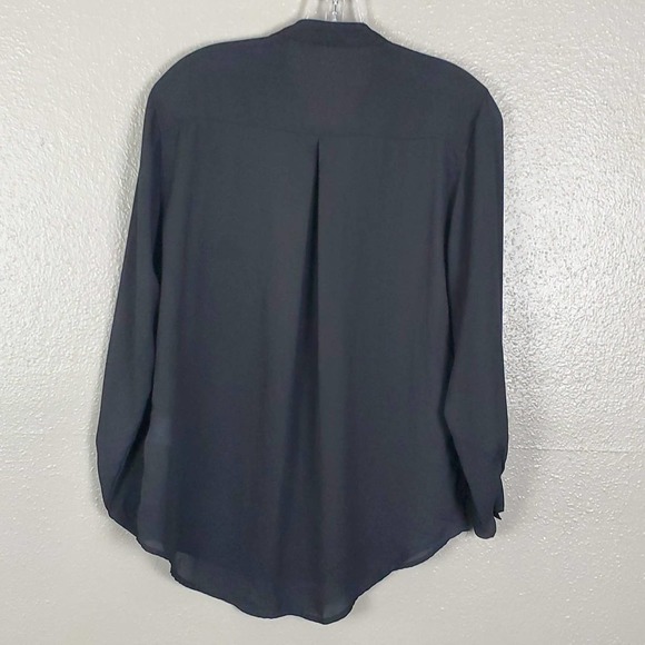 UNIQ Black Sheer Hi-Lo Zipper Embellished Henley Top S - Picture 3 of 6